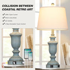 Cinkeda 25.6" Blue Table Lamps Set of 2 - Image 3