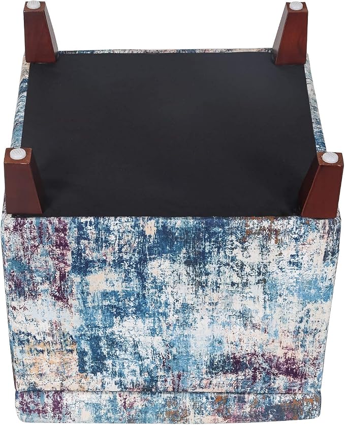 Adeco 18 Inch High Cube Ottoman Storage, Linen Chair Foot Stools, Upholstered - Image 10