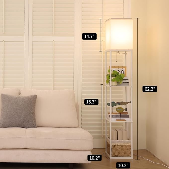 Gupuzm Floor Lamp with Shelves, Modern Square Standing Lamp with 3 Color - Image 4