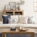 Set of 2 Lumbar Floral Pillow Covers 12x20 Inch Light Blue | Decorative Neutral - Image 3