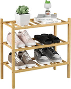 ROMGUAR CRAFT 3-Tier Bamboo Small Shoe Rack, Free Standing Wood Shoe Shelf by ROMGUAR+CRAFT