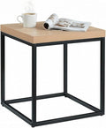 CENSI Modern Square End Table, Extra Thick 1.6" Wood Top & Metal Frame by CENSIFURNITURE