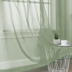 Light Green Sheer Curtains 63 inch Length 2 Panels Set - Image 6