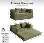 59in Convertible Sofa Bed, Corduroy Boneless Couch Bed, Futon Sleeper Sofa Pull - Image 2
