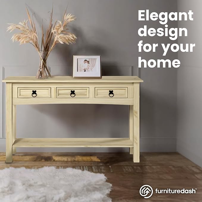 Furniture Dash Solid Wood Hall Table Console 47.9" W, 12.6" D, 28.8" H - Image 5