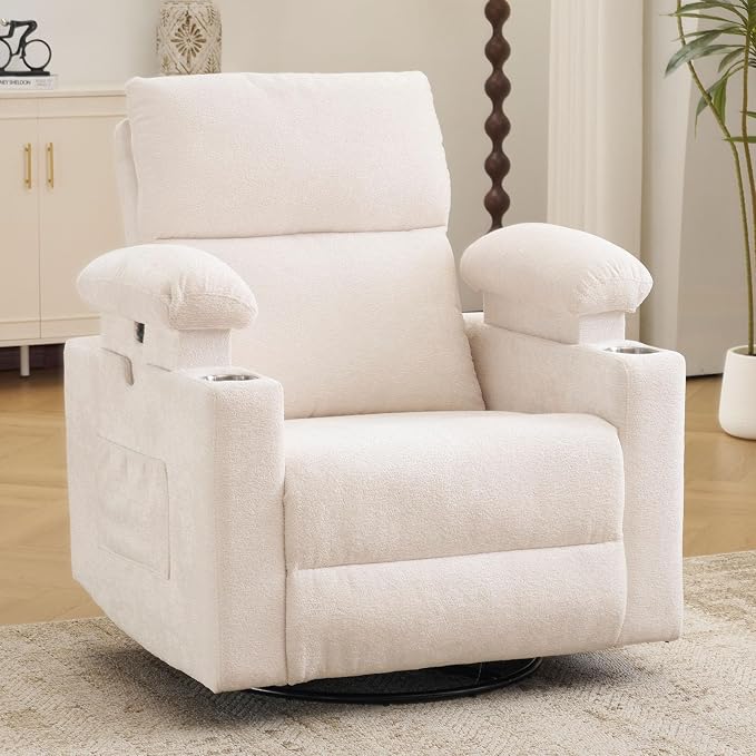 Rocking Chair Nursery with Adjustable Armrests, Electric Glider Recliner by Rhevoy