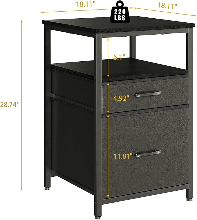 Herture Mini Fridge Stand with 3 Storage, Mini Fridge Cabinet, Beverage Fridge - Image 2