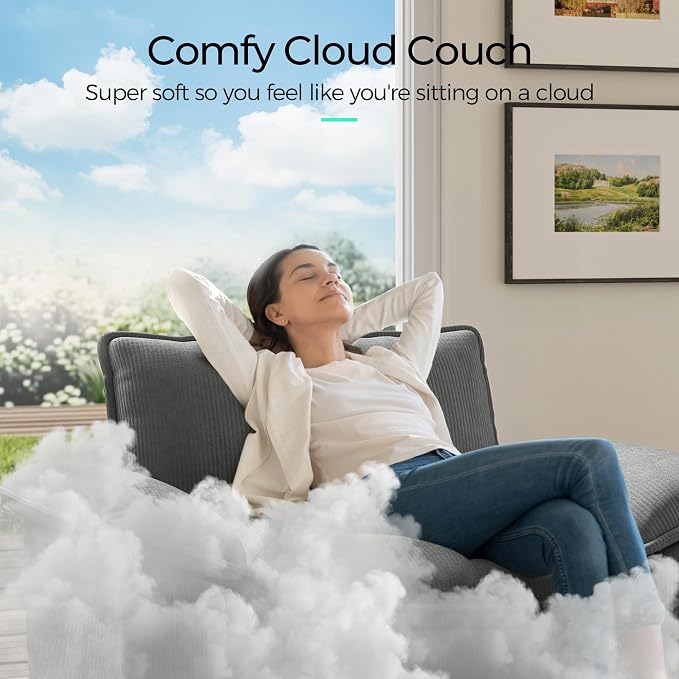 LINSY HOME Modular Sectional Sofa, 5-Seat Corduroy Modern Cloud Couch - Image 6