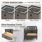 Smart Nightstand with Charging Station, Adjustable LED, USB Ports, Fingerprint - Image 5