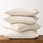 MIULEE Beige Throw Pillow Covers 18x18 Inch Set of 4 Boho Patchwork Cushion - Image 6