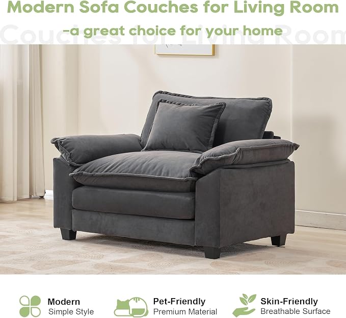 Oprisen Modular Sectional Sofa, Comfy Cloud Couch Sectional Sofa, Velvet Sofa - Image 7