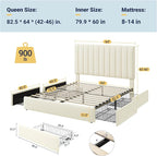 Allewie Queen Size Storage Bed Frame, Vertical Channel Tufted Adjustable - Image 2