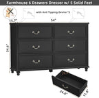 Joaxswe Farmhouse 6 Drawers Dresser - Image 2