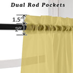 2 Pack: Basic Mustard Yellow Sheer Curtain 84 Inches Long - Image 3