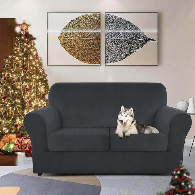 ZNSAYOTX Luxury Velvet Sofa Cover 3 Piece Stretch Loveseat Covers - Image 2