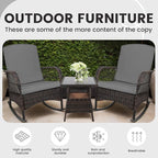 LEVELEVE 3 pcs Rocking Bistro Set Conversation Chairs PE Wicker Outdoor Rocking - Image 5