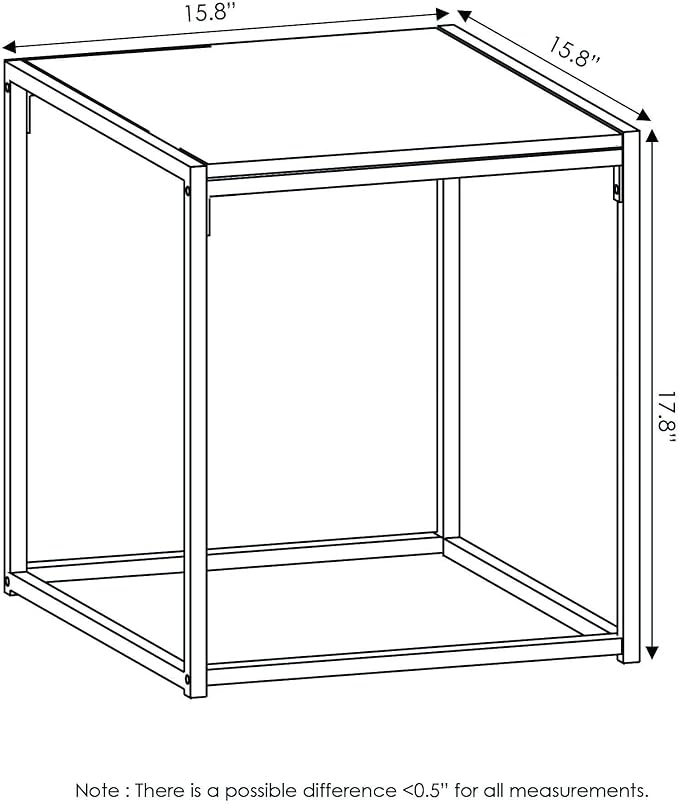 FURINNO Camnus Modern Living End Table, French Oak Grey, 15.75 in x 15.75 in x - Image 3