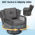 3 Pieces Patio Swivel Chairs, Wicker Patio Conversation Sets - Image 5