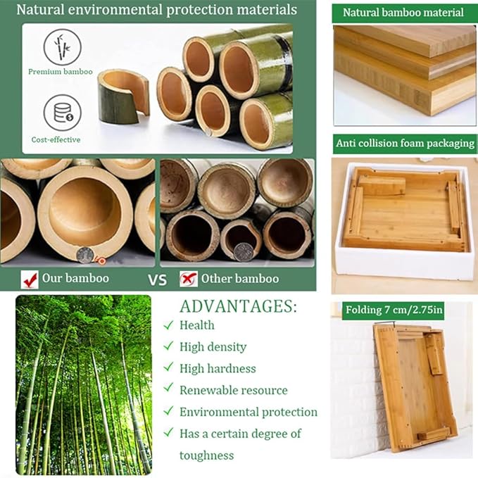Folding Table, Japanese-Style Household Square Bamboo Tables, Computer Table - Image 5