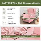HAOYONG Velvet Wingback Armchair Covers 2-Piece Elastic Stretch Wingback Chair - Image 4