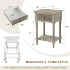 SUNBURY Vintage Nightstand Set of 2, Wood Small Bedside Table - Image 3