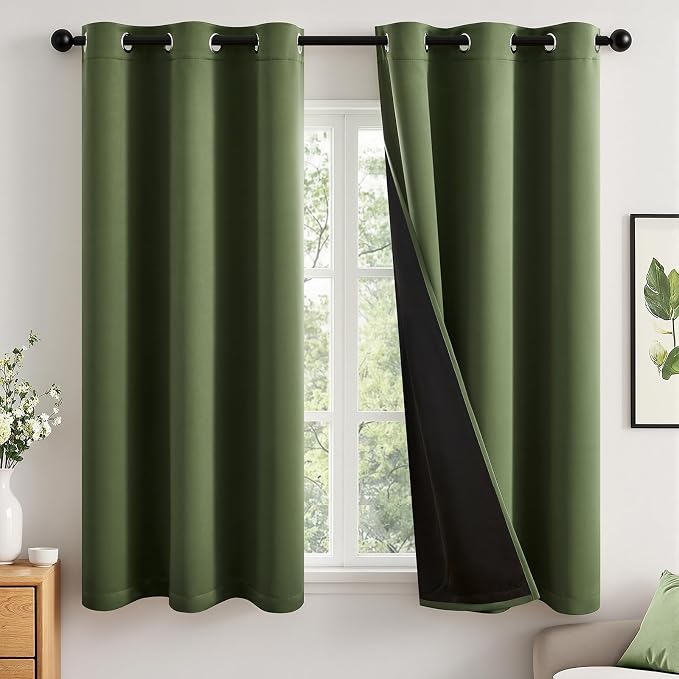 MIULEE Olive Green 100% Blackout Curtains by MIULEE