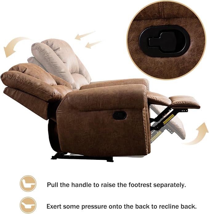 CANMOV Leather Recliner Chair, Classic and Traditional Manual Recliner Chair - Image 10