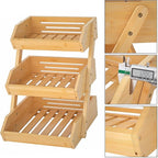 Merysen Large 3 Tier Bamboo Fruit Basket Stand - Image 4