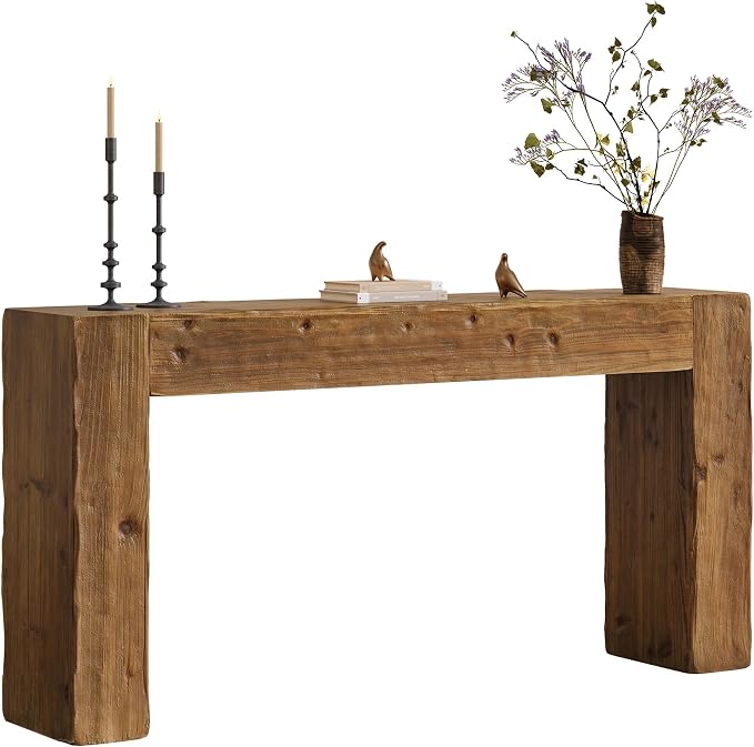 Solid Wood Console Table, 63-Inch Farmhouse Sofa Table Behind Couch - Image 9