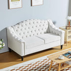 LEVNARY Chesterfield Loveseat Velvet, Upholstered Sofa - Image 3