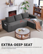 97" Cloud Sectional Couch, Modern Modular Sectional Sofa - Image 5
