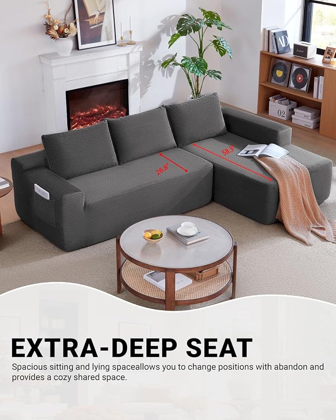 97" Cloud Sectional Couch, Modern Modular Sectional Sofa - Image 5
