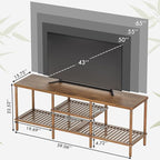 Amazer Bamboo TV Stand for 60 65 Inch TV, Entertainment Center - Image 2