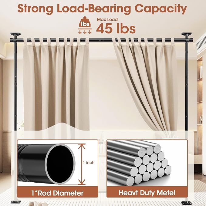 SUNALLY Room Divider Curtain Rod, No Drilling Room Separator - Image 5