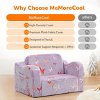 MeMoreCool Glowing Butterfly Kids Chair, 2-in-1 Foldable Kids Couch - Image 6