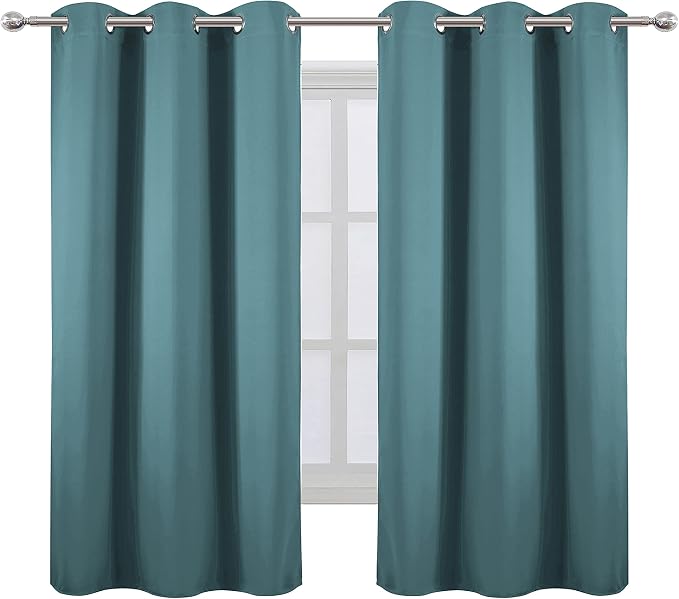 Sea Teal Thermal Blackout Curtains/42 x 63 Inch/Set of 2 Panels Room Darkening - Image 2