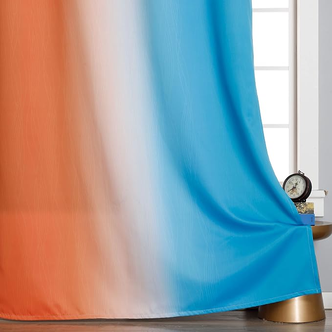 Ombre Orange and Blue Blackout Curtains 52Wx84L Inch Long | Gradient Curtains - Image 6