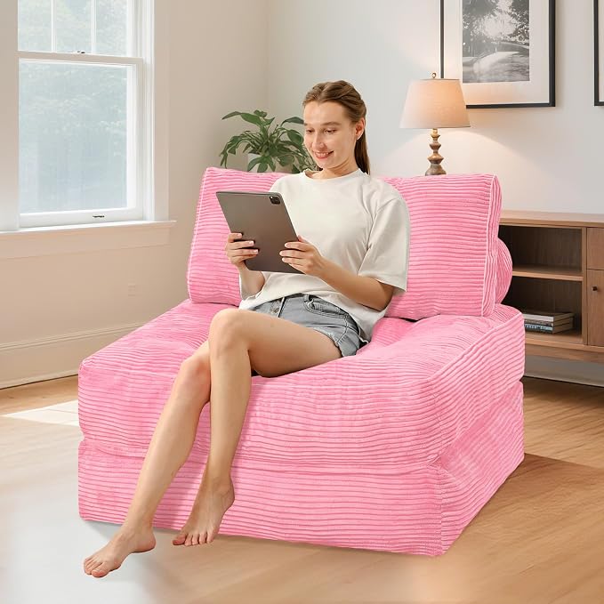 HABUTWAY Folding Sofa Bed, Convertible Sleeper Chair Bed w/Dual-Pillow & Handle - Image 3