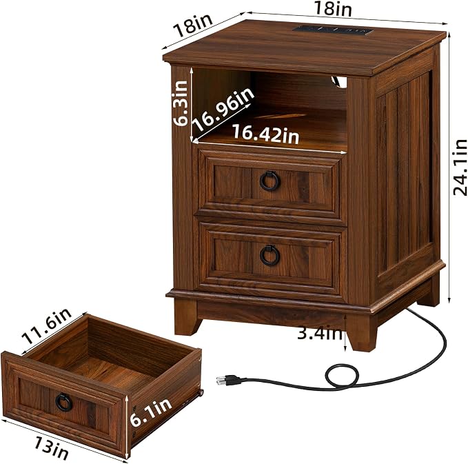 Joaxswe 18" Farmhouse Night Stands Set of 2 - Image 3
