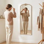Besdomus Arched Mirror Full Length: 21"x56" French Champagne Gold Vintage Full - Image 2