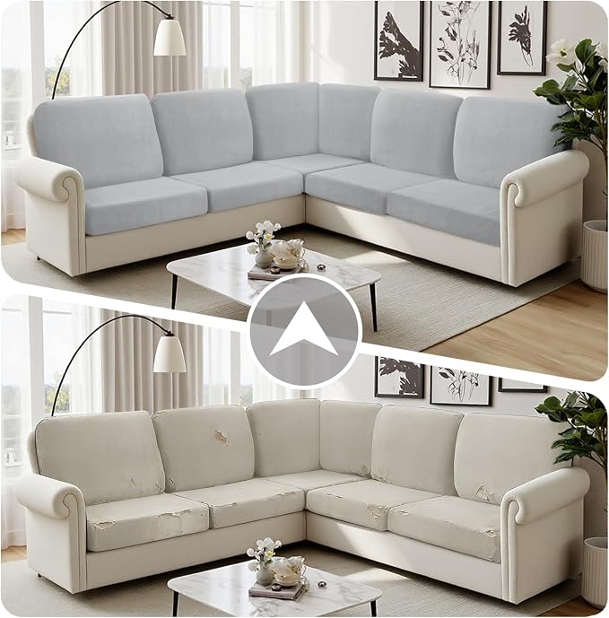 Arfntevss Velvet Corner Sectional Couch Covers Slipcovers L Shape Couch Cushion - Image 7
