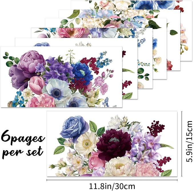6 Sheets Watercolor Flower Rub on Transfers - Image 2