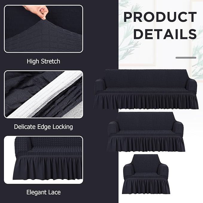 Fanfanwin 3 Pcs Sofa Slipcover Set - Image 3