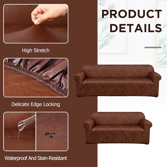 Peryiter 2 Pcs Sofa Covers Couch and Loveseat Covers Set Stretch Sofa Slipcover - Image 3