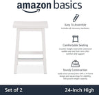 Amazon Basics Solid Wood Saddle-Seat Counter Height Bar Stools - Image 4