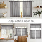 Grey Valances for Windows, Sheer Curtains 14 Inch Length 2 Pack Kitchen Curtain - Image 6