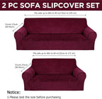 Peryiter 2 Pcs Sofa Covers Couch and Loveseat Covers Set Stretch Sofa Slipcover - Image 2