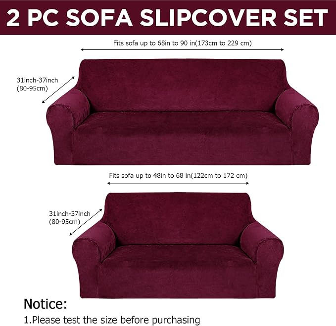 Peryiter 2 Pcs Sofa Covers Couch and Loveseat Covers Set Stretch Sofa Slipcover - Image 2