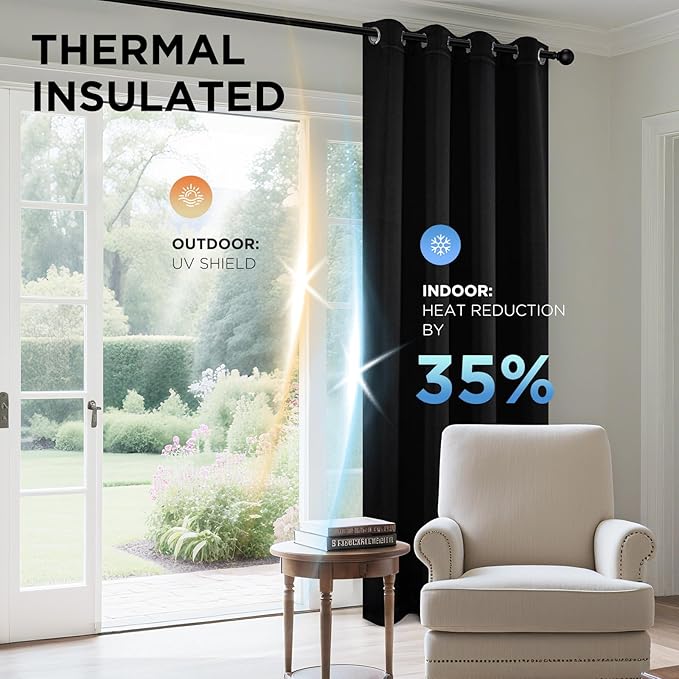 Joydeco Blackout Curtains 108 Inch Long 2 Panels, Long Black Out Curtains - Image 4