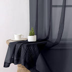 Black Sheer Curtains 78 Inches Long 2 Panels Set, Privacy Voile Light Filtering - Image 7